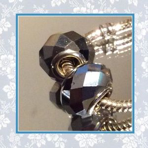 🍒2PC GRAY DISCO BALL SHINY MIRROR BEADS GEM BOHO